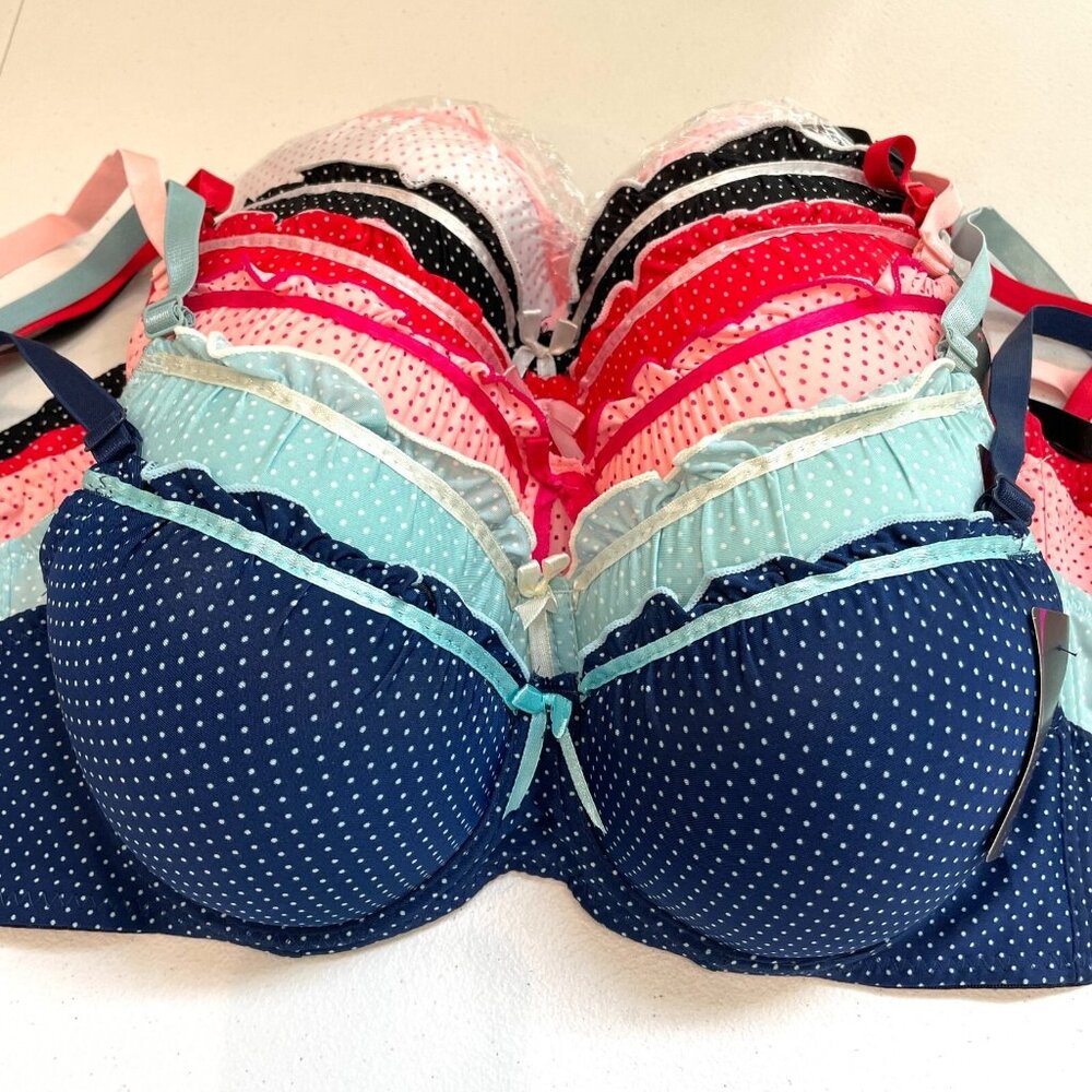 Sofra Polka Dot Padded Underwire Bras in Navy, Light Blue, Pink, Red, Black
